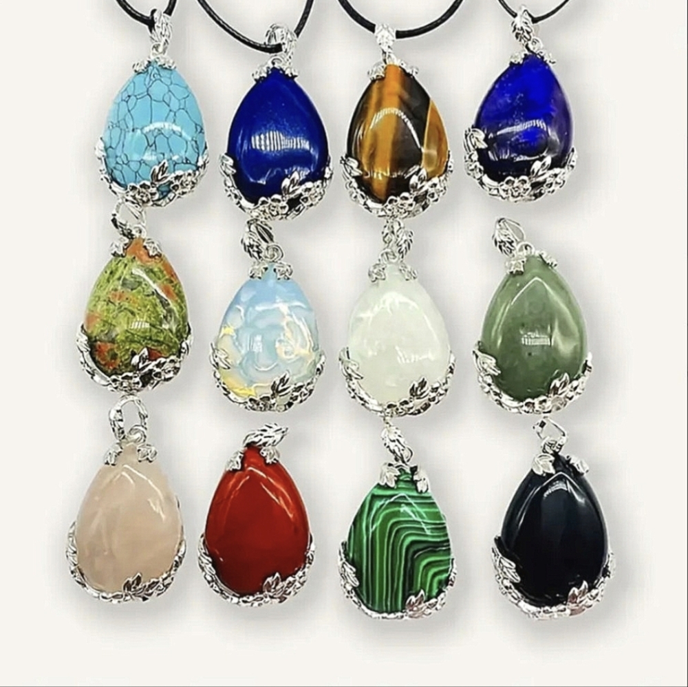 Chakra Stone Jewelry Heart Shaped Quartz Crystal Chakra Necklace Bracelet - Picture 5 of 14
